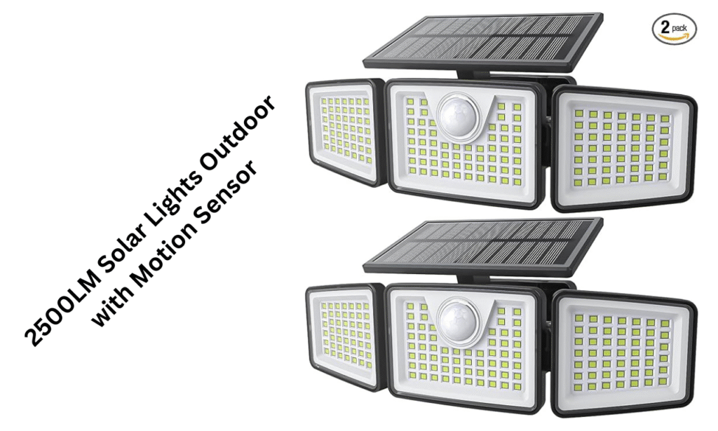 2500LM Solar Lights Outdoor with Motion Sensor